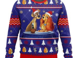Lady And The Tramp Spaghetti Ugly Christmas Sweater - Image 1