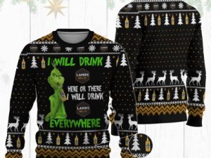 Lambs Rum Grinch Ugly Christmas Sweater - Image 1