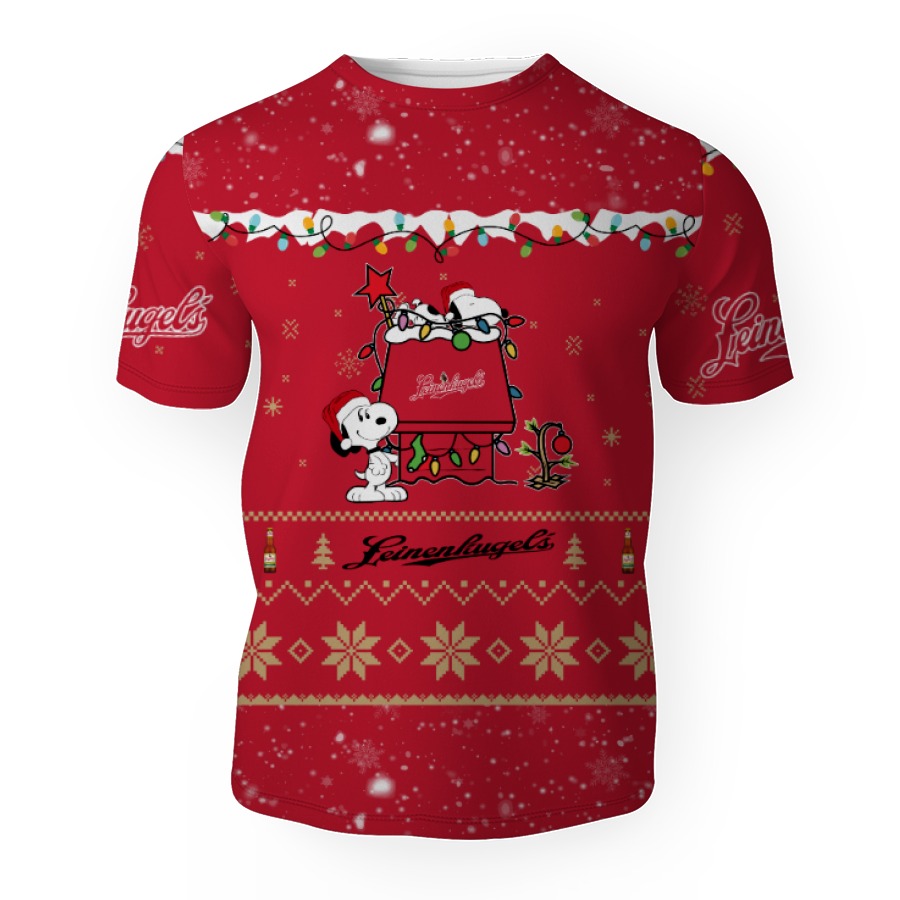 leinenkugel american merry christmas snoopy house cute fan gift 3d unisex t shirt 1 Leinenkugel American Merry Christmas, Snoopy House Cute Fan Gift-3D Unisex T-Shirt - Image 1