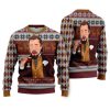 Leonardo Laughing Meme Brown Ugly Christmas Sweater - Image 1
