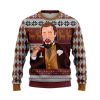 Leonardo Laughing Meme Brown Ugly Christmas Sweater - Image 2