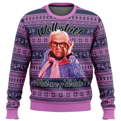 leslie jordan well shit ugly christmas sweater 1 Leslie Jordan Well Shit Ugly Christmas Sweater - Image 1