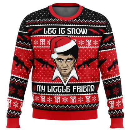 let it snow scarface ugly christmas sweater 1 Let It Snow Scarface Ugly Christmas Sweater - Image 1