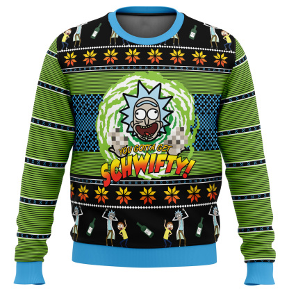 lets get schwifty rick and morty ugly christmas sweater 1 Lets Get Schwifty Rick And Morty Ugly Christmas Sweater - Image 1