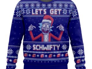 Lets Get Schwifty Rick And Morty Ugly Christmas Sweater Holiday Gift - Image 1