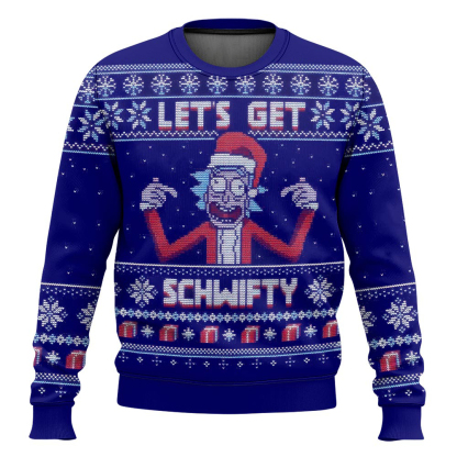 lets get schwifty rick and morty ugly christmas sweater holiday gift 1 Lets Get Schwifty Rick And Morty Ugly Christmas Sweater Holiday Gift - Image 1