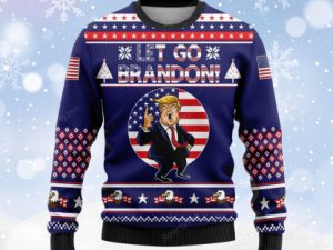 Lets Go Brandon Fjb T Eagle Ugly Christmas Sweater - Image 1