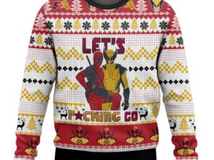 Lets Go Deadpool Wolverine Ugly Christmas Sweater Unisex - Image 1