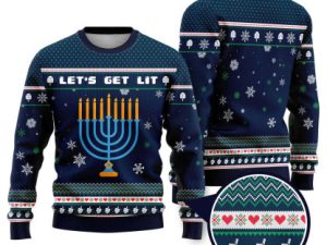 Lit Christmukkah Funny Ugly Christmas Sweater - Image 1