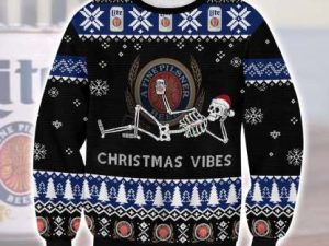 Lite Christmas Vibes Skull Ugly Christmas Sweater - Image 1