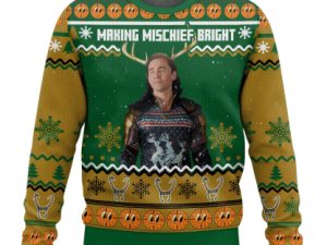 Loki Making Mischief Bright Ugly Christmas Sweater - Image 1