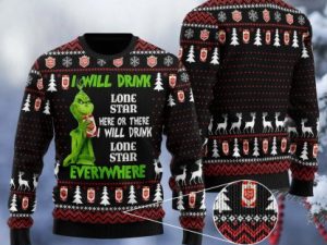 Lone Star Grinch Will Drink Everywhere Ugly Christmas Sweater - Image 1