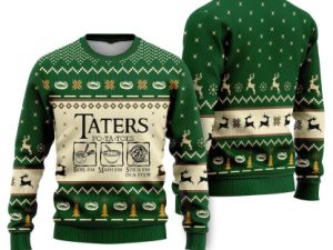Lotr Funny Christmas Taters Potatoes Green Ugly Christmas Sweater - Image 1