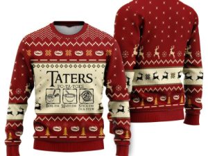 Lotr Funny Christmas Taters Potatoes Red Ugly Christmas Sweater - Image 1