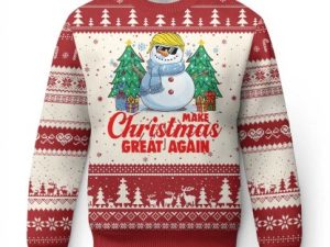 Make Christmas Great Again Ugly Christmas Sweater Funny T Snowman Xmas - Image 1