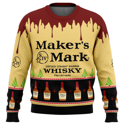 makers mark whisky ugly christmas sweater holiday gift 1 Makers Mark Whisky Ugly Christmas Sweater Holiday Gift - Image 1