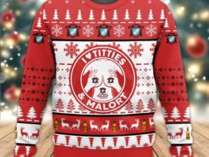 Malort Titties Funny Ugly Christmas Sweater - Image 1