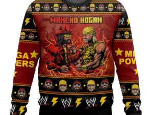 Mancho Hogan Macho Man And Hulk Hogan Ugly Christmas Sweater - Image 1