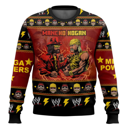 mancho hogan macho man and hulk hogan ugly christmas sweater 1 Mancho Hogan Macho Man And Hulk Hogan Ugly Christmas Sweater - Image 1