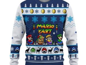 Mario Kart 3D All Over Printed Ugly Christmas Sweater - Image 1
