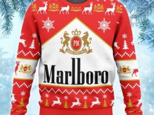 Marlboro Menthol Black Cigarettes Ugly Christmas Sweater - Image 1