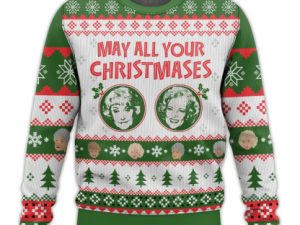 May All Your Christmases Bea White The Golden Girls Ugly Christmas Sweater - Image 1