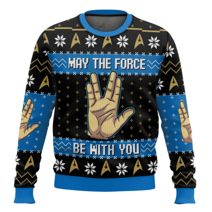 may the spock be with you st ugly christmas sweater 1 May The Spock Be With You St Ugly Christmas Sweater - Image 1