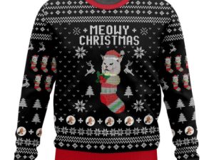 Meowy Christmas Meme Ugly Christmas Sweater - Image 1