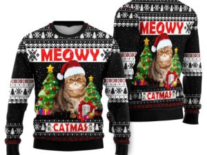 Meowy Ugly Christmas Sweater - Image 1