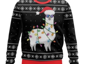 Merry Alpaca Funny Ugly Christmas Sweater - Image 1