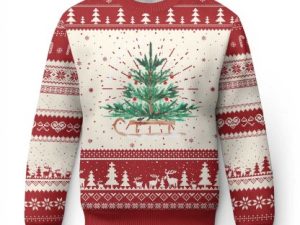 Merry Bright Christmas Sleigh Ugly Christmas Sweater - Image 1