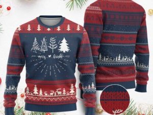 Merry Bright Christmas Trees Ugly Christmas Sweater Holiday Tee Xmas Gift - Image 1