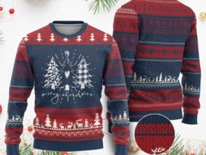 Merry Bright Xmas Trees Ugly Christmas Sweater Chic Winter Shirt Cute Holiday Tee - Image 1
