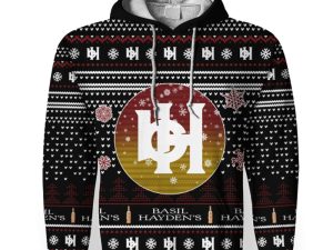 Merry Christmas 2022 Ugly Unisexl American Basil Hayden's , Hoodie, Sweatshirt-3D Unisex Hoodie - Image 1