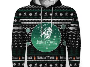 Merry Christmas 2022 Ugly Unisexl American Buffalo Trace , Hoodie, Sweatshirt-3D Unisex Hoodie - Image 1