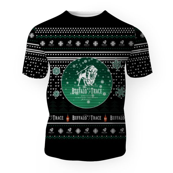 Merry Christmas 2022 Ugly Unisexl American Buffalo Trace , Hoodie, Sweatshirt-3D Unisex T-Shirt - Image 1