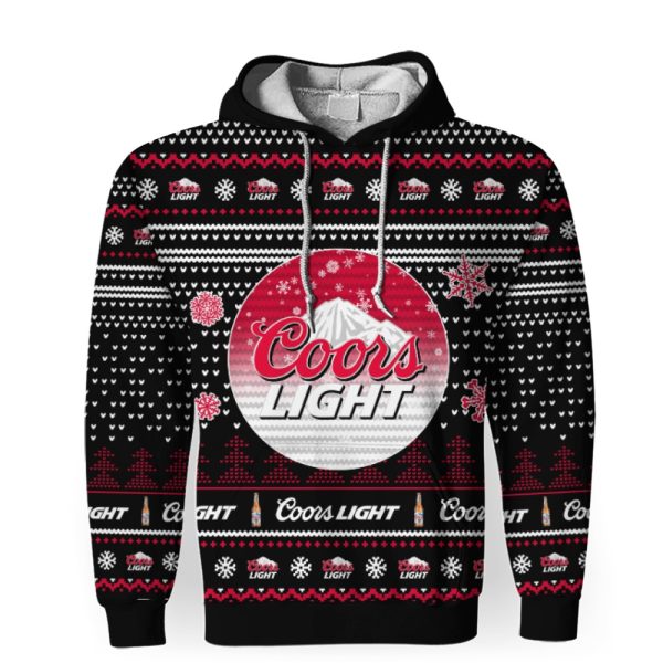 Merry Christmas 2022 Ugly Unisexl American Coors Light , Hoodie, Sweatshirt-3D Unisex Hoodie - Image 1