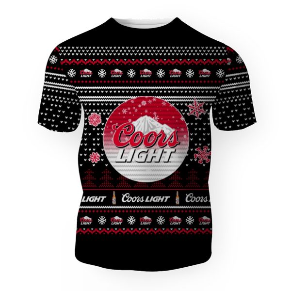 Merry Christmas 2022 Ugly Unisexl American Coors Light , Hoodie, Sweatshirt-3D Unisex T-Shirt - Image 1