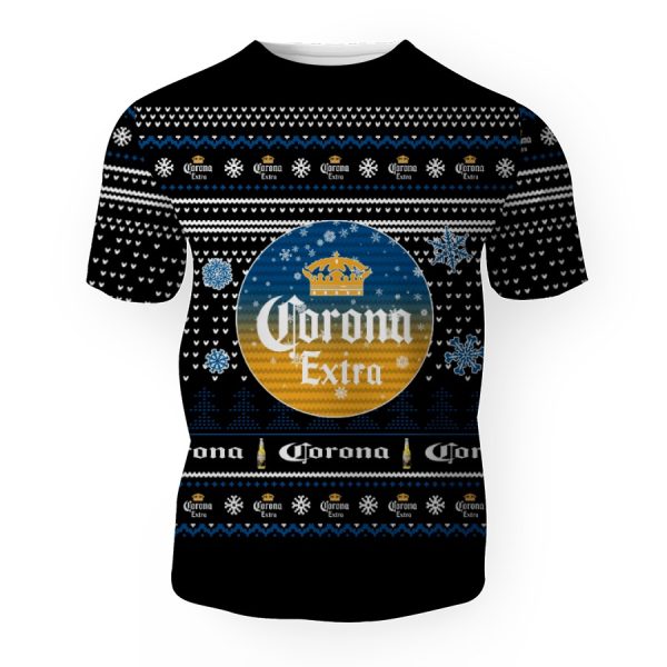 Merry Christmas 2022 Ugly Unisexl American Corona Extra , Hoodie, Sweatshirt-3D Unisex T-Shirt - Image 1