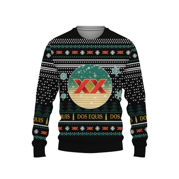 Merry Christmas 2022 Ugly Unisexl American Dos Equis , Hoodie, Sweatshirt-3D Sweatshirt - Image 1