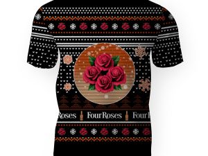 Merry Christmas 2022 Ugly Unisexl American Four Roses , Hoodie, Sweatshirt-3D Unisex T-Shirt - Image 1
