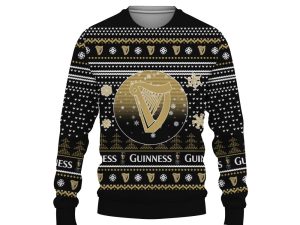 Merry Christmas 2022 Ugly Unisexl American Guinness , Hoodie, Sweatshirt-3D Sweatshirt - Image 1