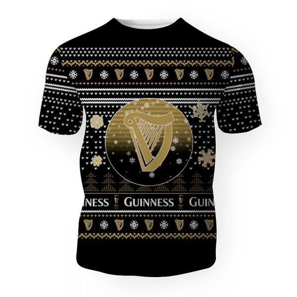 Merry Christmas 2022 Ugly Unisexl American Guinness , Hoodie, Sweatshirt-3D Unisex T-Shirt - Image 1