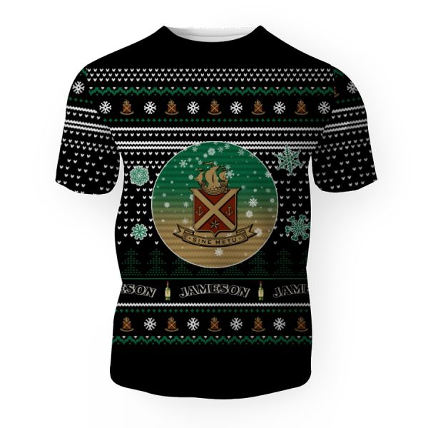 Merry Christmas 2022 Ugly Unisexl American Jameson , Hoodie, Sweatshirt-3D Unisex T-Shirt - Image 1