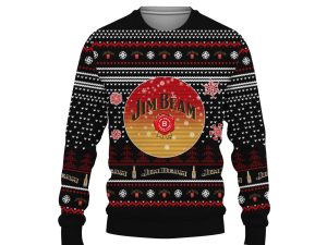 Merry Christmas 2022 Ugly Unisexl American Jim Beam , Hoodie, Sweatshirt-3D Sweatshirt - Image 1