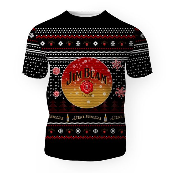 Merry Christmas 2022 Ugly Unisexl American Jim Beam , Hoodie, Sweatshirt-3D Unisex T-Shirt - Image 1