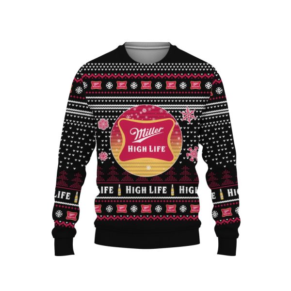 Merry Christmas 2022 Ugly Unisexl American Miller High Life , Hoodie, Sweatshirt-3D Sweatshirt - Image 1
