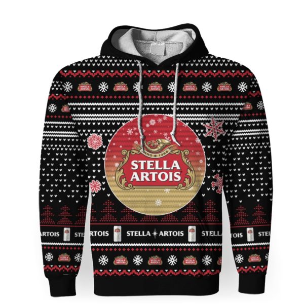 Merry Christmas 2022 Ugly Unisexl American Stella Artois , Hoodie, Sweatshirt-3D Unisex Hoodie - Image 1