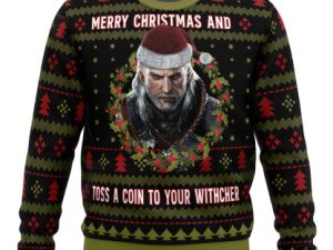 Merry Christmas And Toss A Coin The Witcher Ugly Christmas Sweater - Image 1