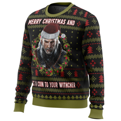 merry christmas and toss a coin the witcher ugly christmas sweater 2 Merry Christmas And Toss A Coin The Witcher Ugly Christmas Sweater - Image 2
